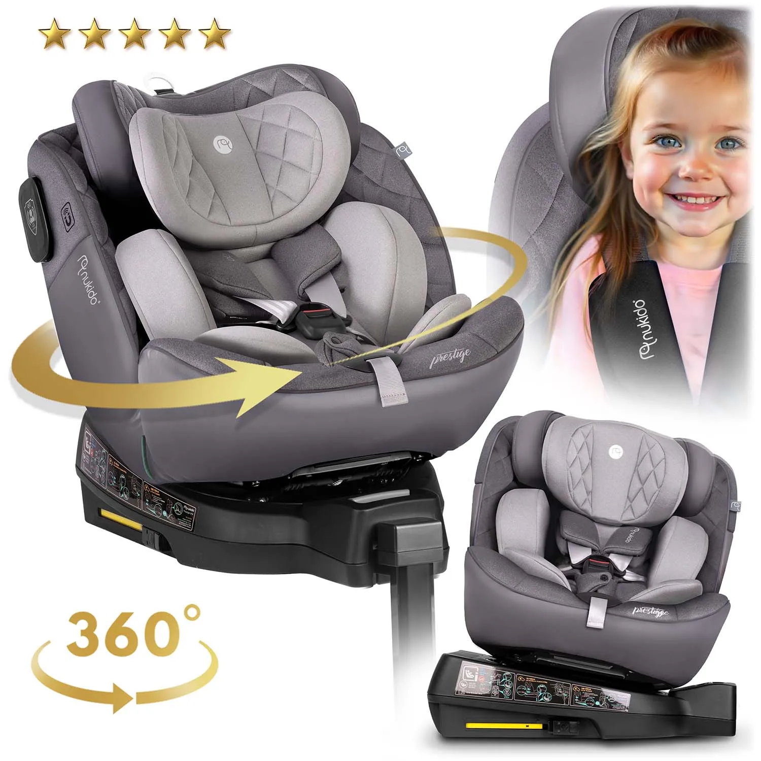 nukido prestige line siva autosjedalica 0-36 kg isofix - slika 9