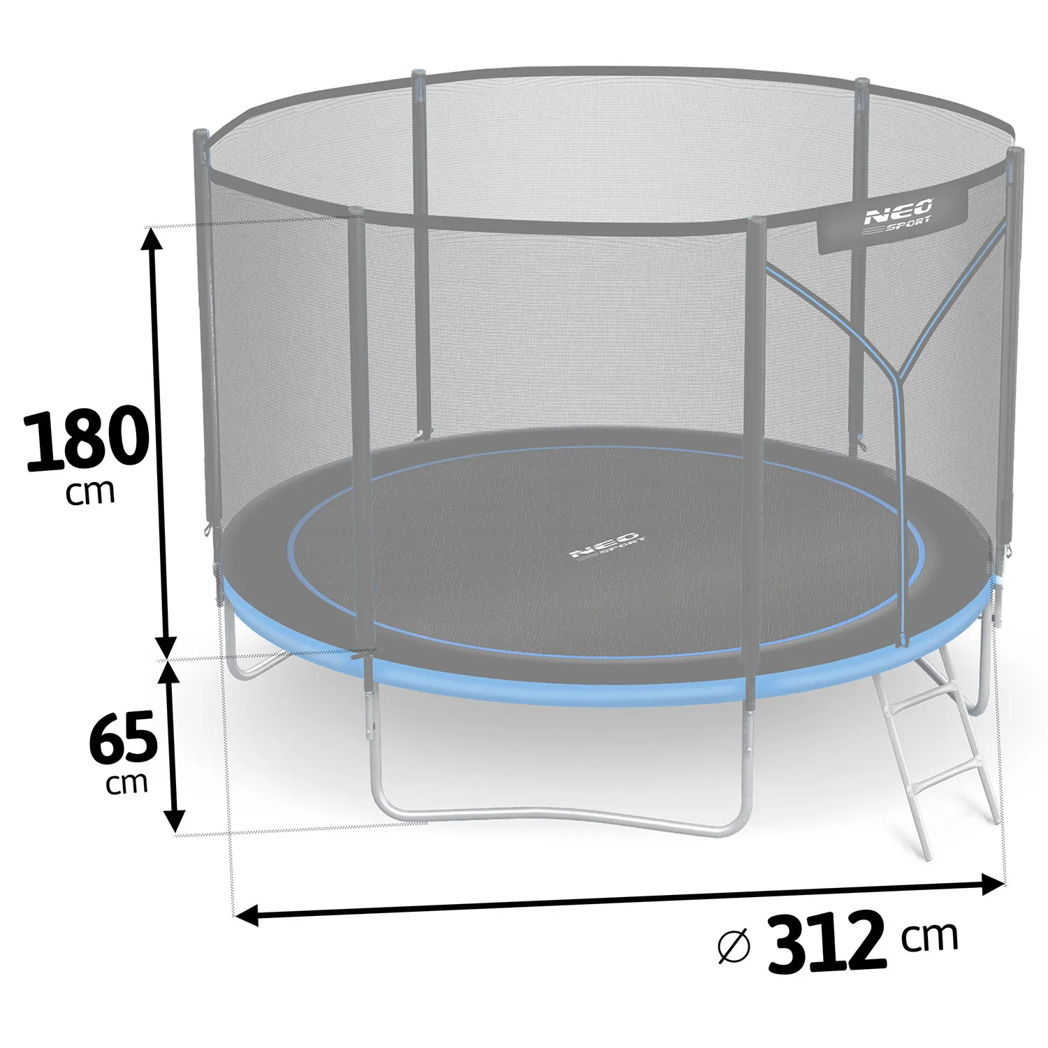 neo-sport vrtni trampolin 312 cm (10 ft) s vanjskom mrežom i ljestvama - slika 4