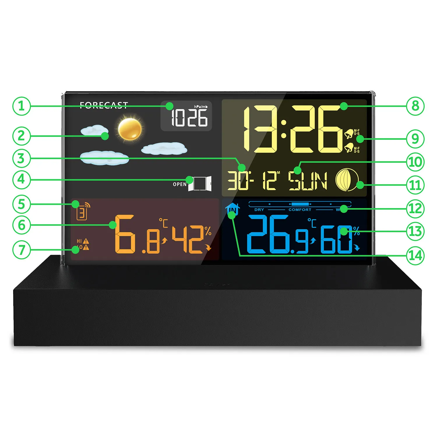 meteorološka stanica s zaslonom bd-912 crna - slika 9