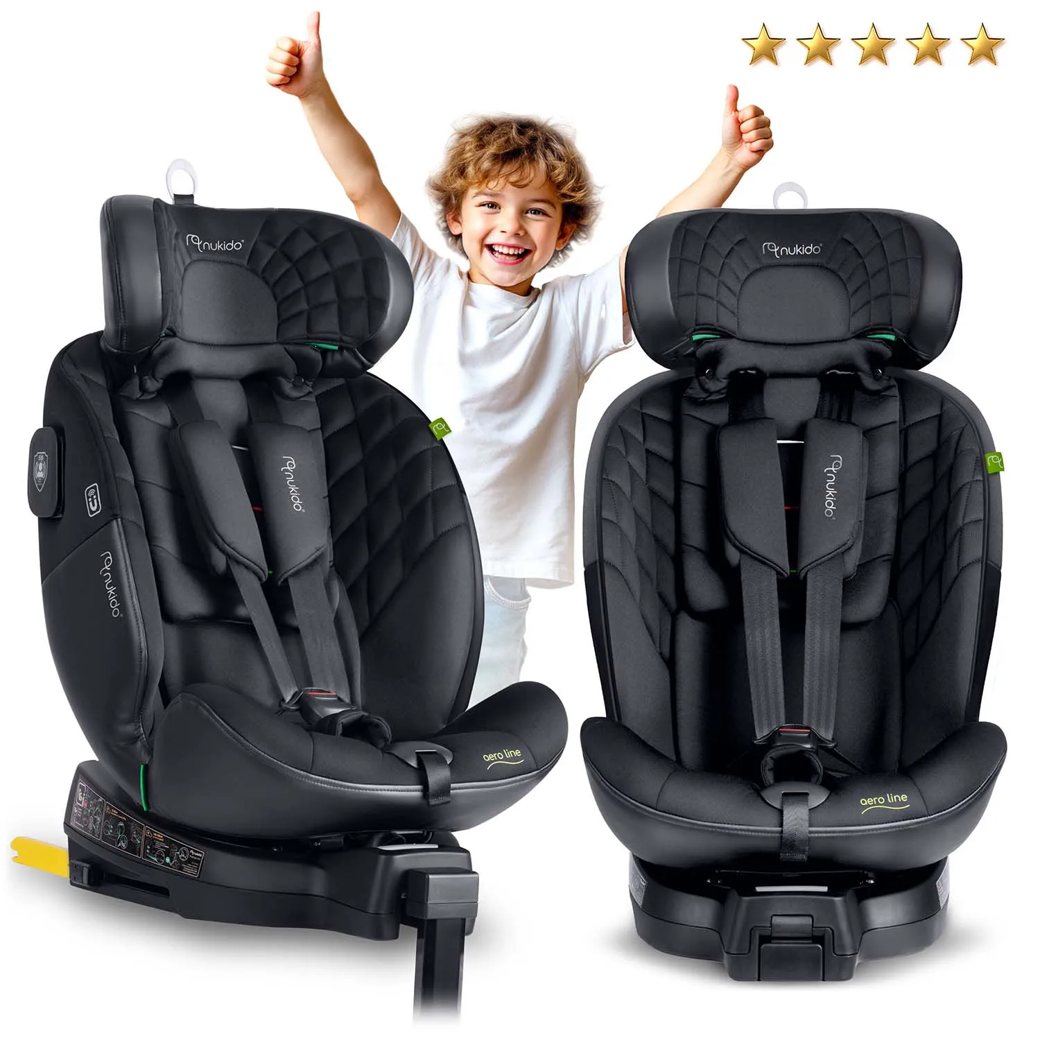nukido aero line crna autosjedalica 0-36 kg isofix - slika 3