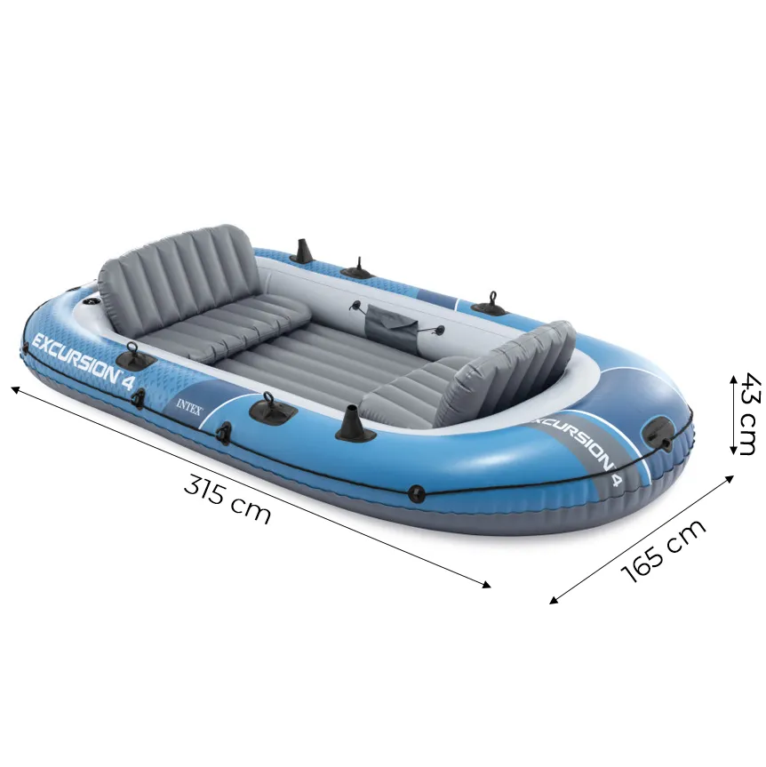 intex napuhujući čamac excursion 4 za 4 osobe, s pumpom, 2 vesla i torbom, 66324 - slika 8