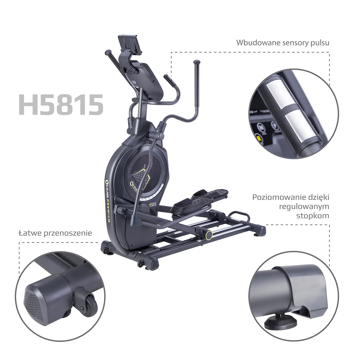 hms premium zračno-magnetski eliptični trenažer h5815 polukomercijalni - slika 8