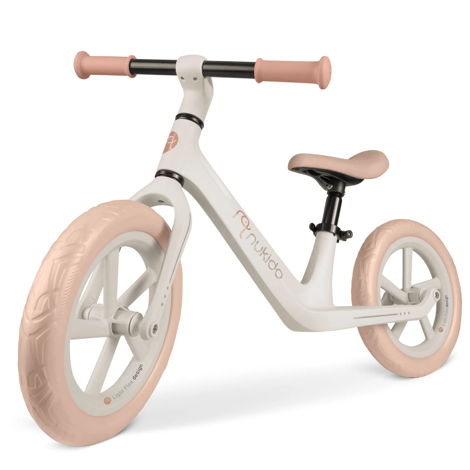 nukido light flee bicikl bez pedala, bijelo rozi - slika 9