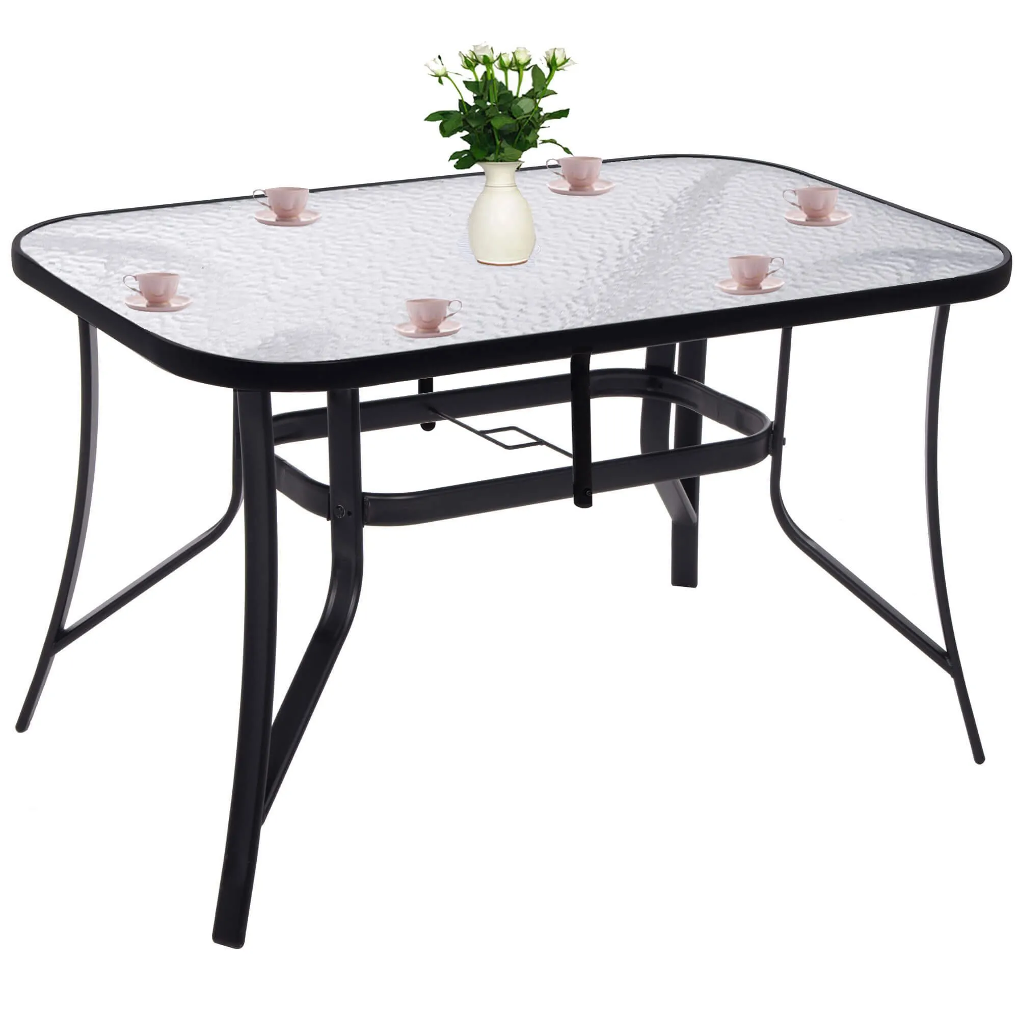 springos stakleni vrtni stol, crni 150 x 90 cm - slika 7