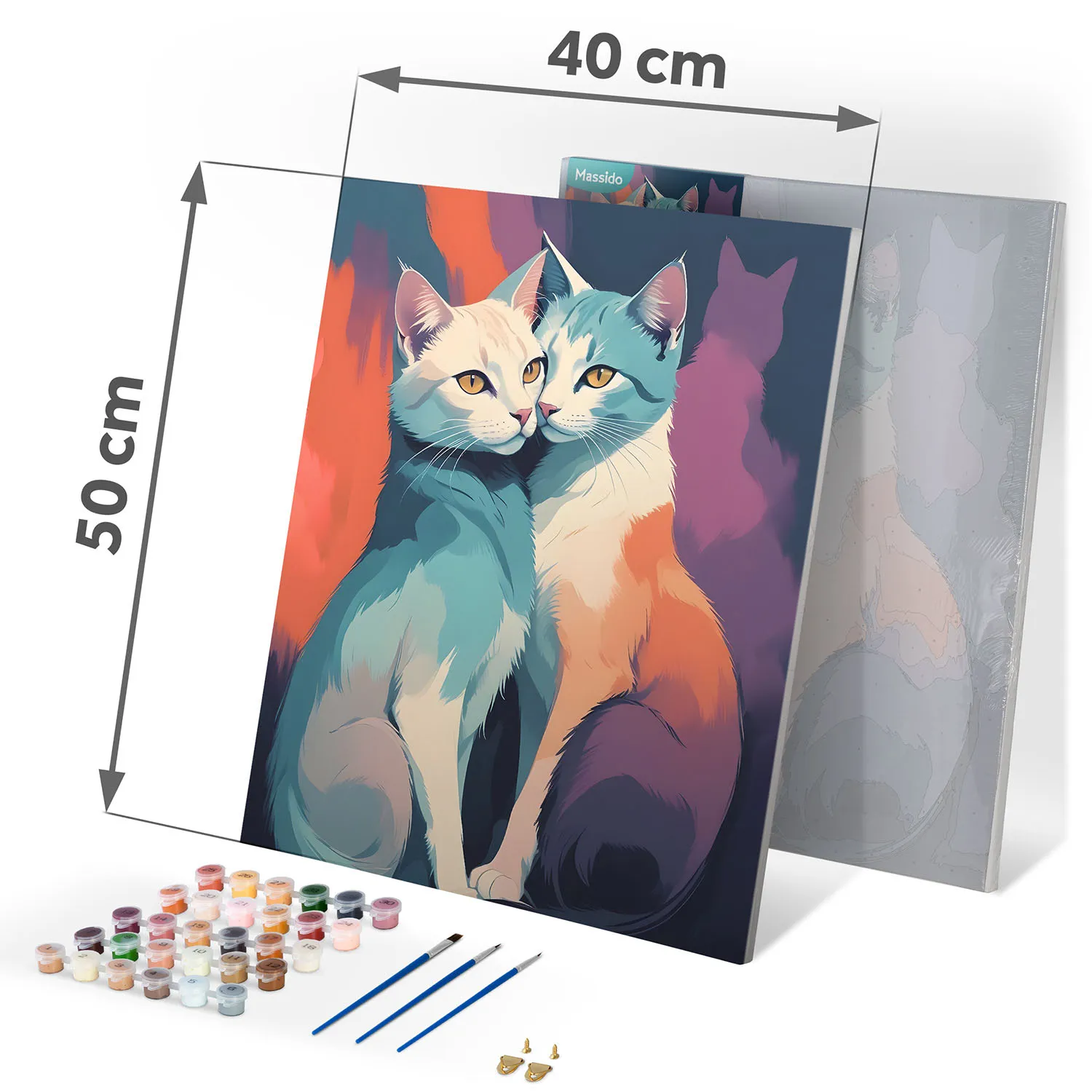 massido platno s temeljnom bojom i uzorkom na okviriću 40x50 cm mačka - slika 5