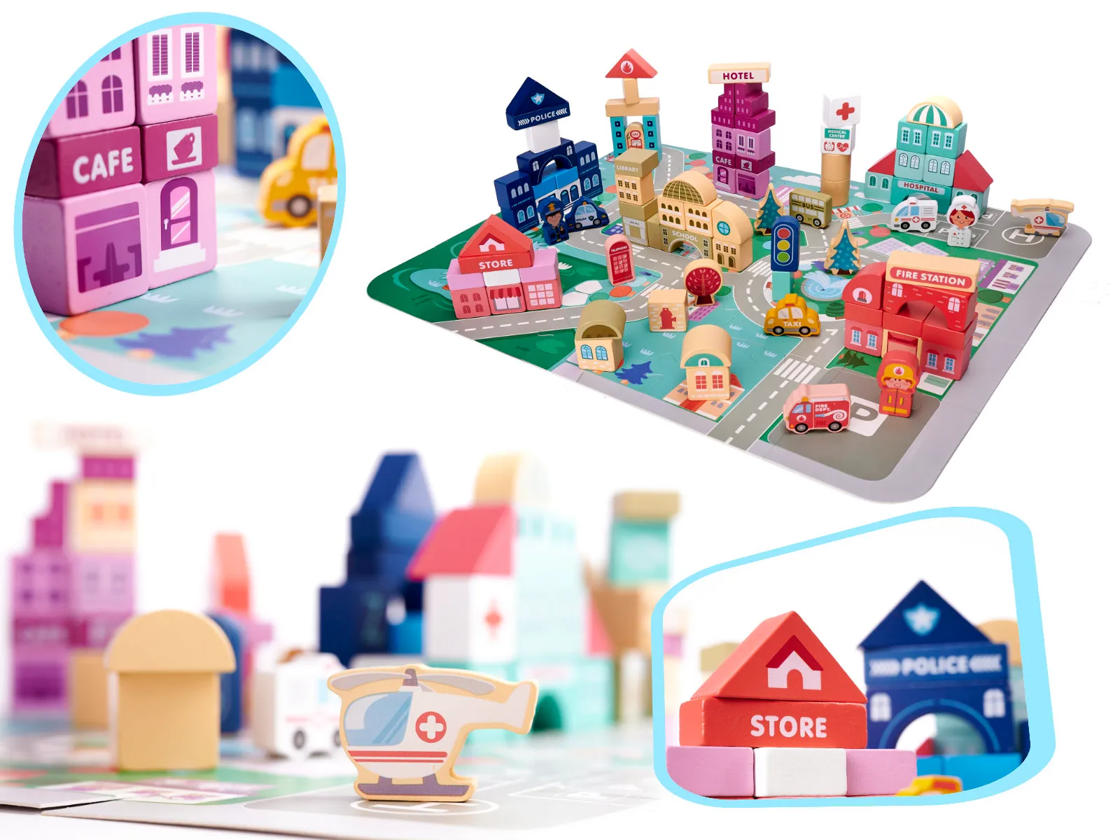 drvene kocke puzzle grad 100 kom. - slika 3