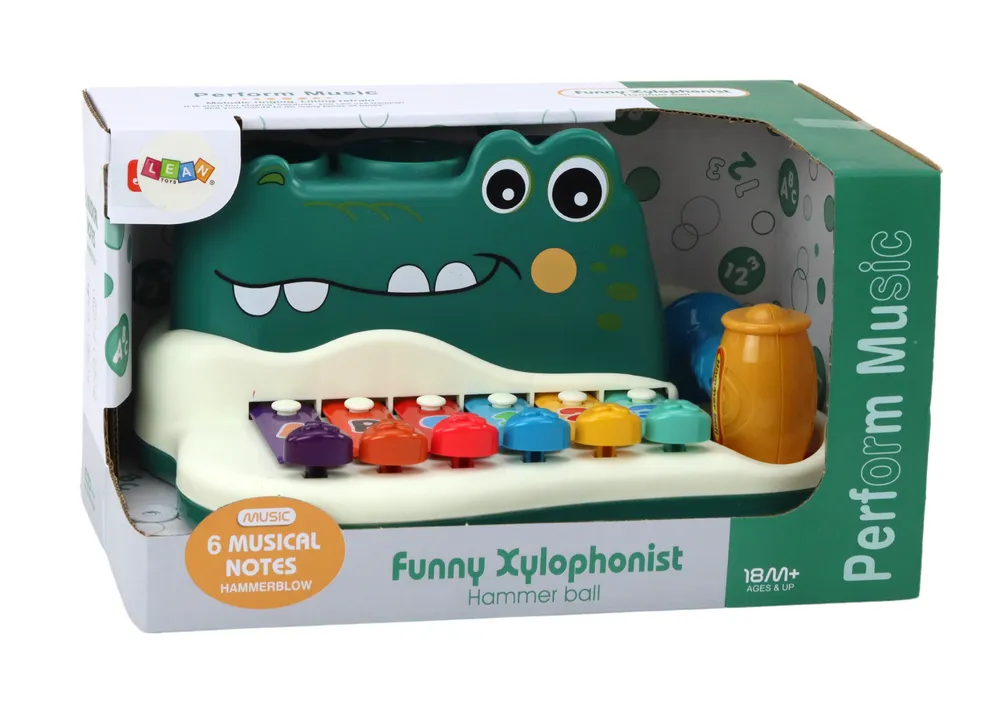 edukativni instrument tamnozeleni krokodil - klavir, loptice i čekić - slika 5