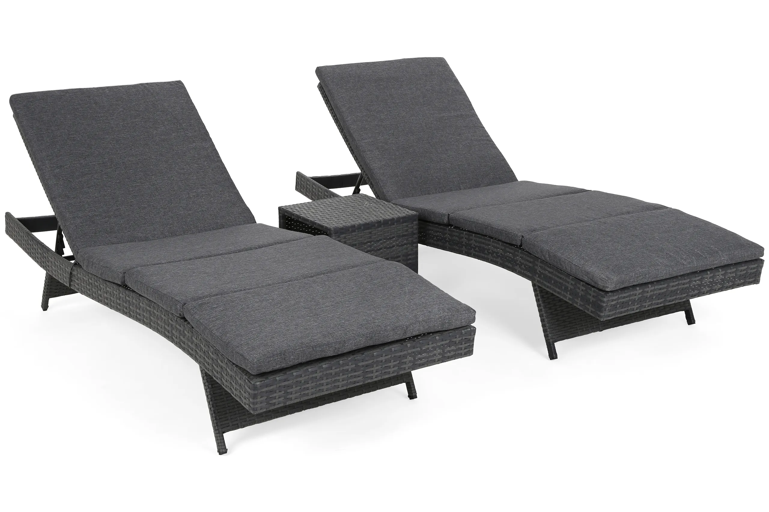 set vrtnih ležaljki od tehnoratana bora bora grey / grey melange sa stolom - slika 3
