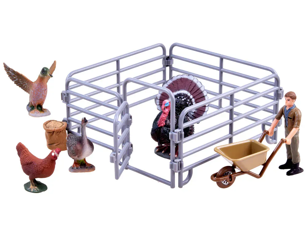 set životinja, figurica, puran s farme i pijetao - slika 3