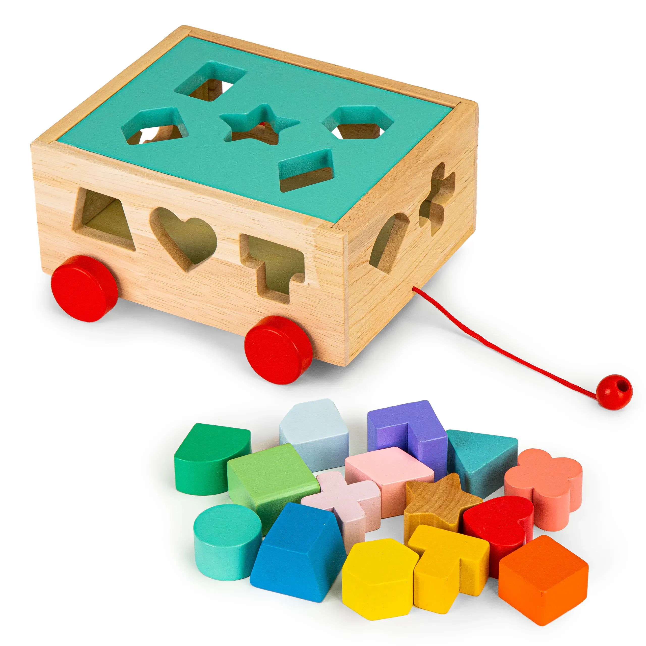 ecotoys drvena kolica za sortiranje oblika - slika 2
