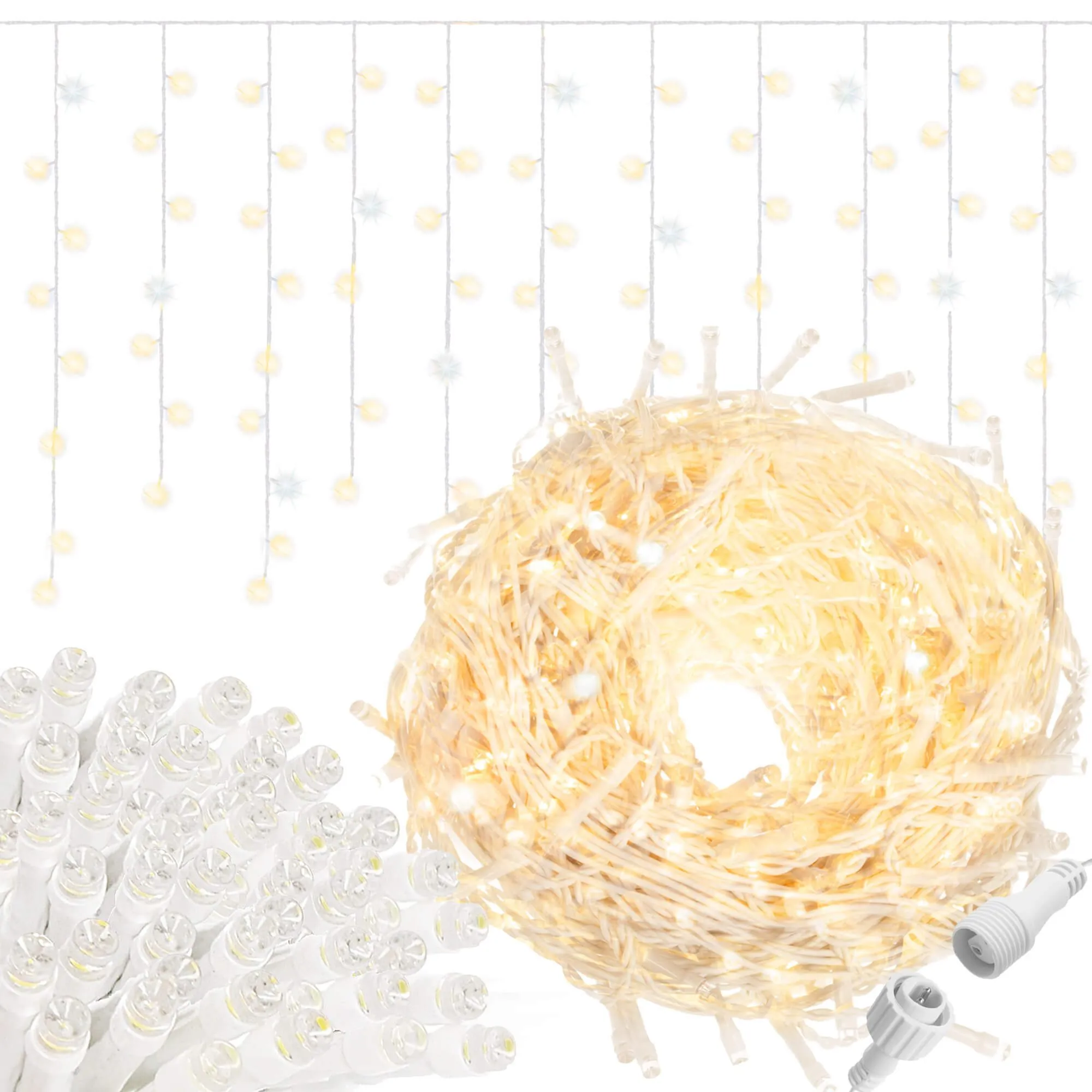springos zavesa s kapljicama, 300 led, 12m, topla bijela - slika 12