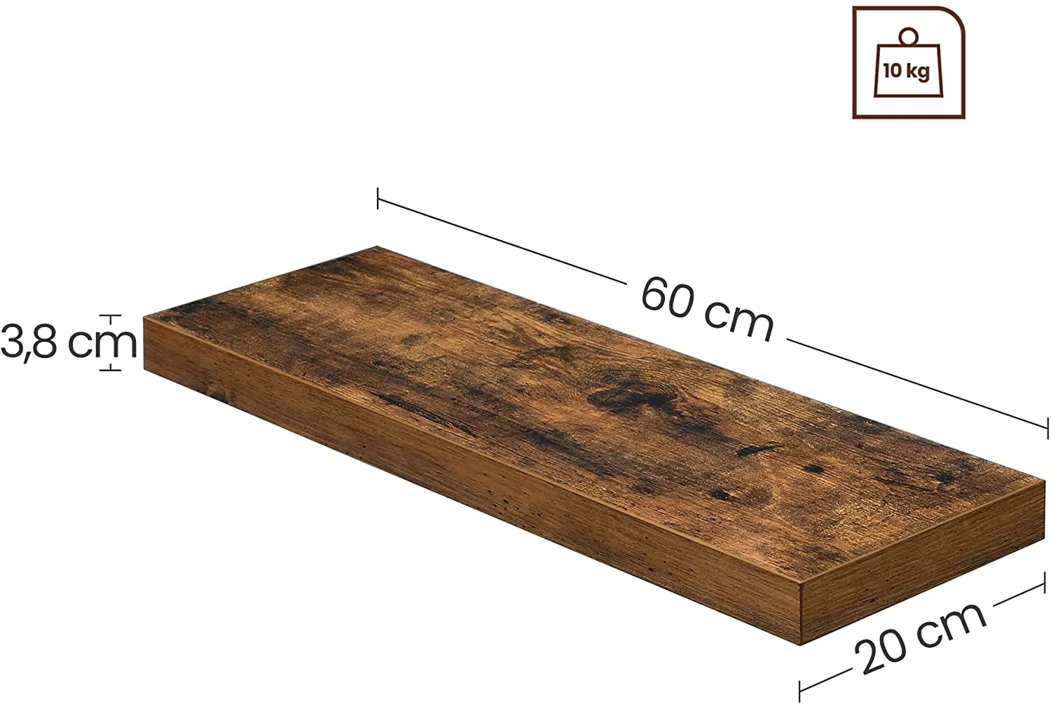 polica 60cm rustikalno smeđa - slika 4