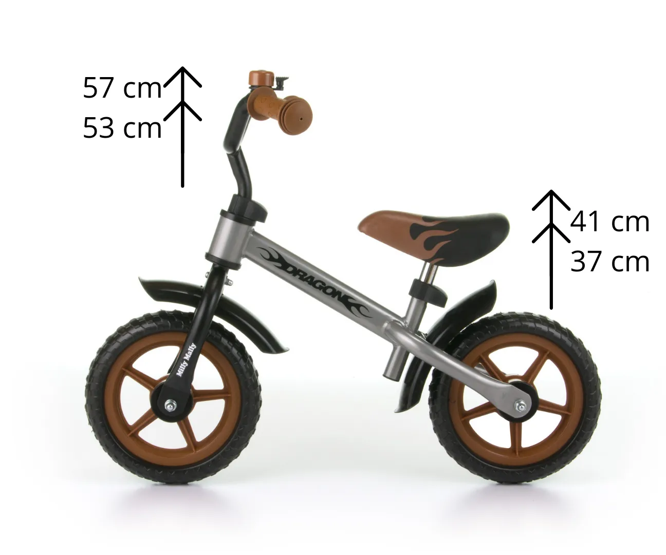 milly mally dječji bicikl bez pedala dragon srebrni - slika 3