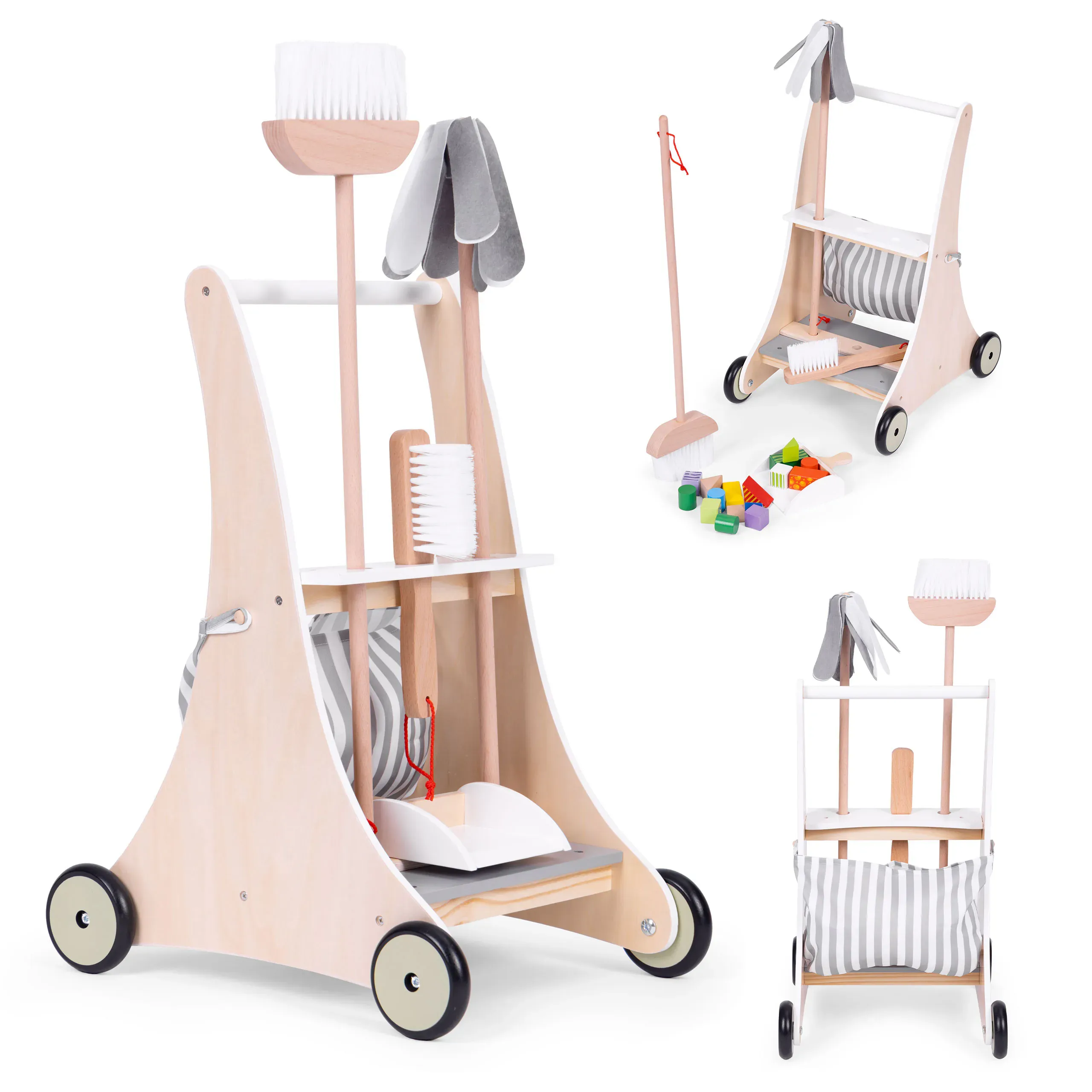Drveni set za čišćenje kolica bež ECOTOYS - Pribislavec
