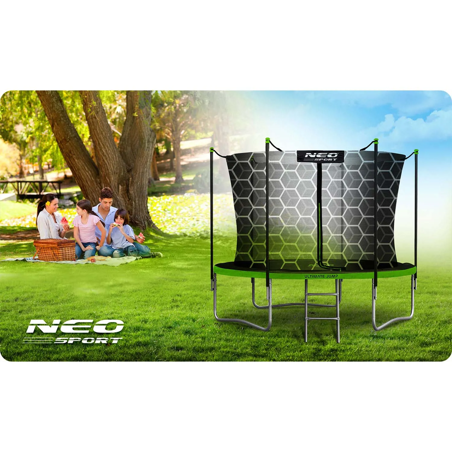 neo-sport vrtni trampolin 183 cm (6 ft) s unutarnjom mrežom i ljestvama - slika 9