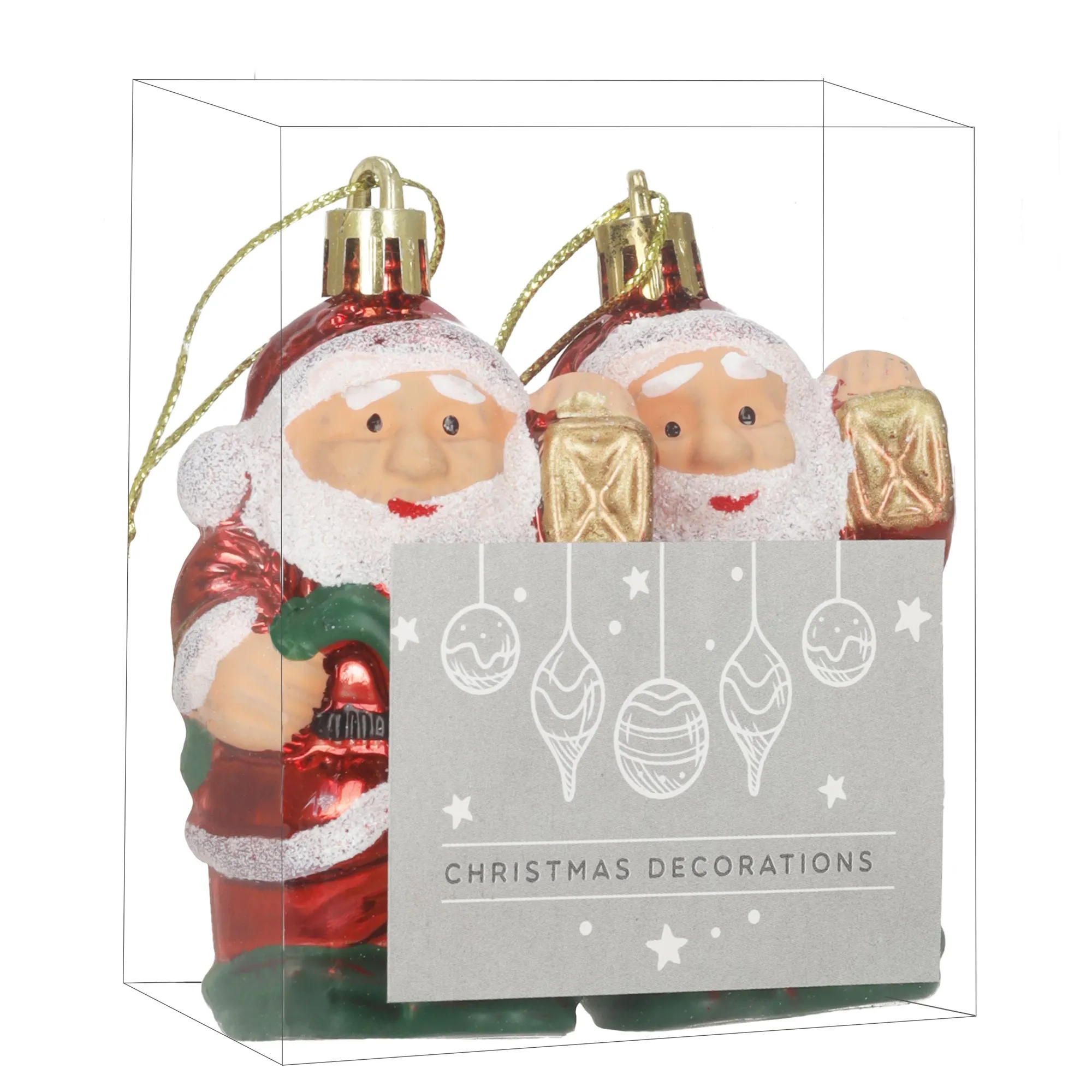 božićni ukrasi djed božićnjak 8 cm – set 2 komada - slika 7