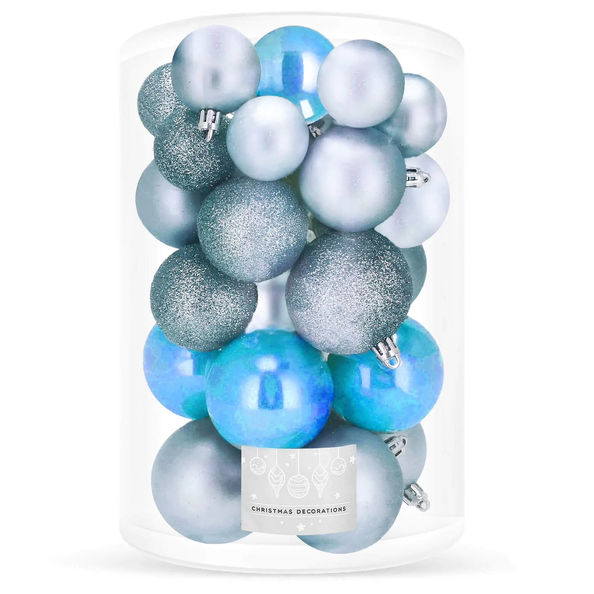 božićne kuglice 4 / 5 / 6 cm – set 30 komada svijetloplava - slika 8
