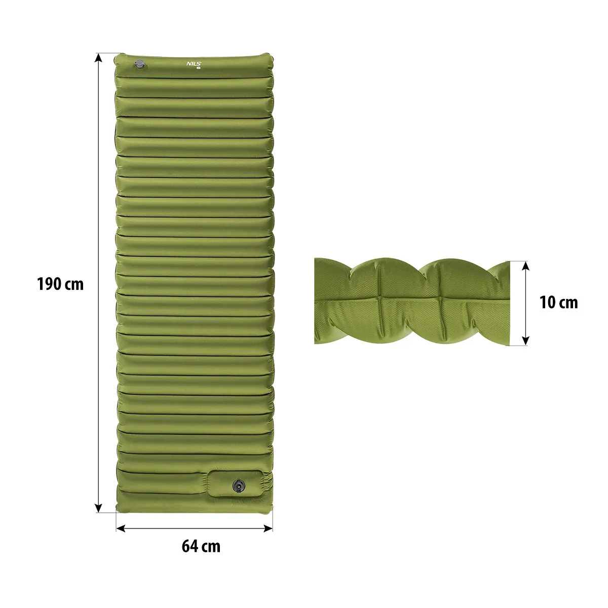 zelena prostirka s ugrađenom pumpom 9 cm nils camp - slika 6