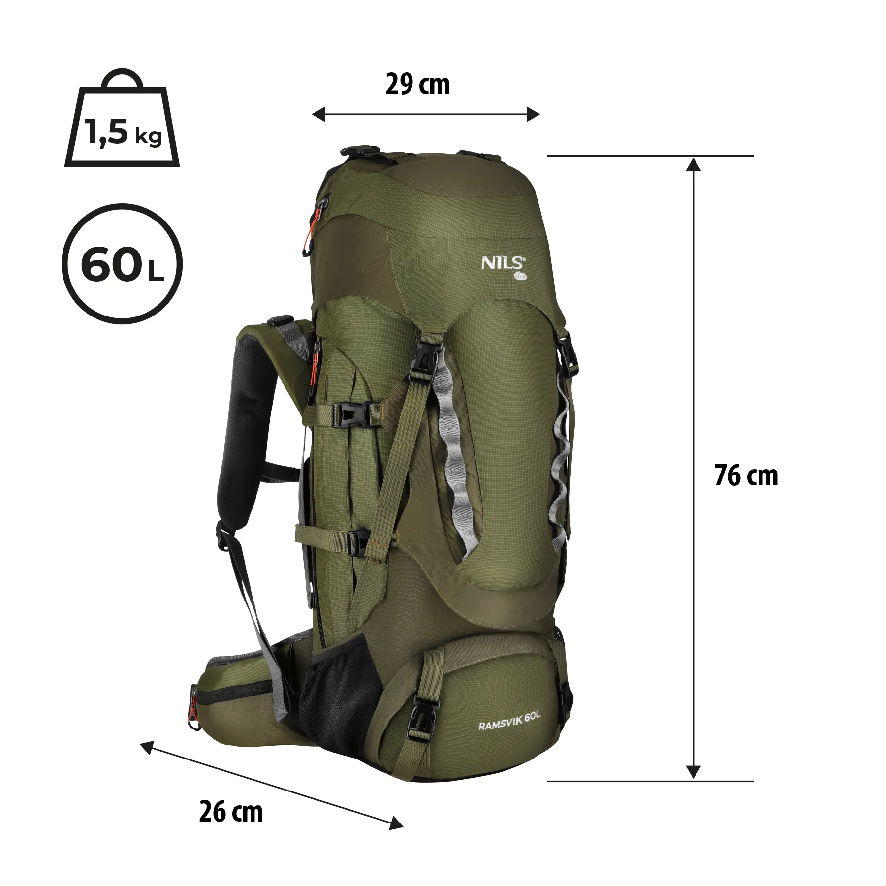 ruksak za trekking ramsvik 60l nils camp - slika 10