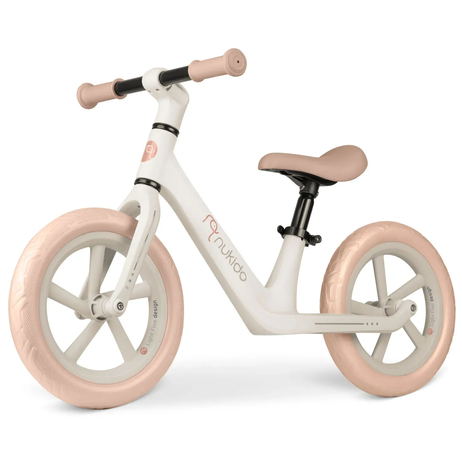 nukido light flee bicikl bez pedala, bijelo rozi - slika 2