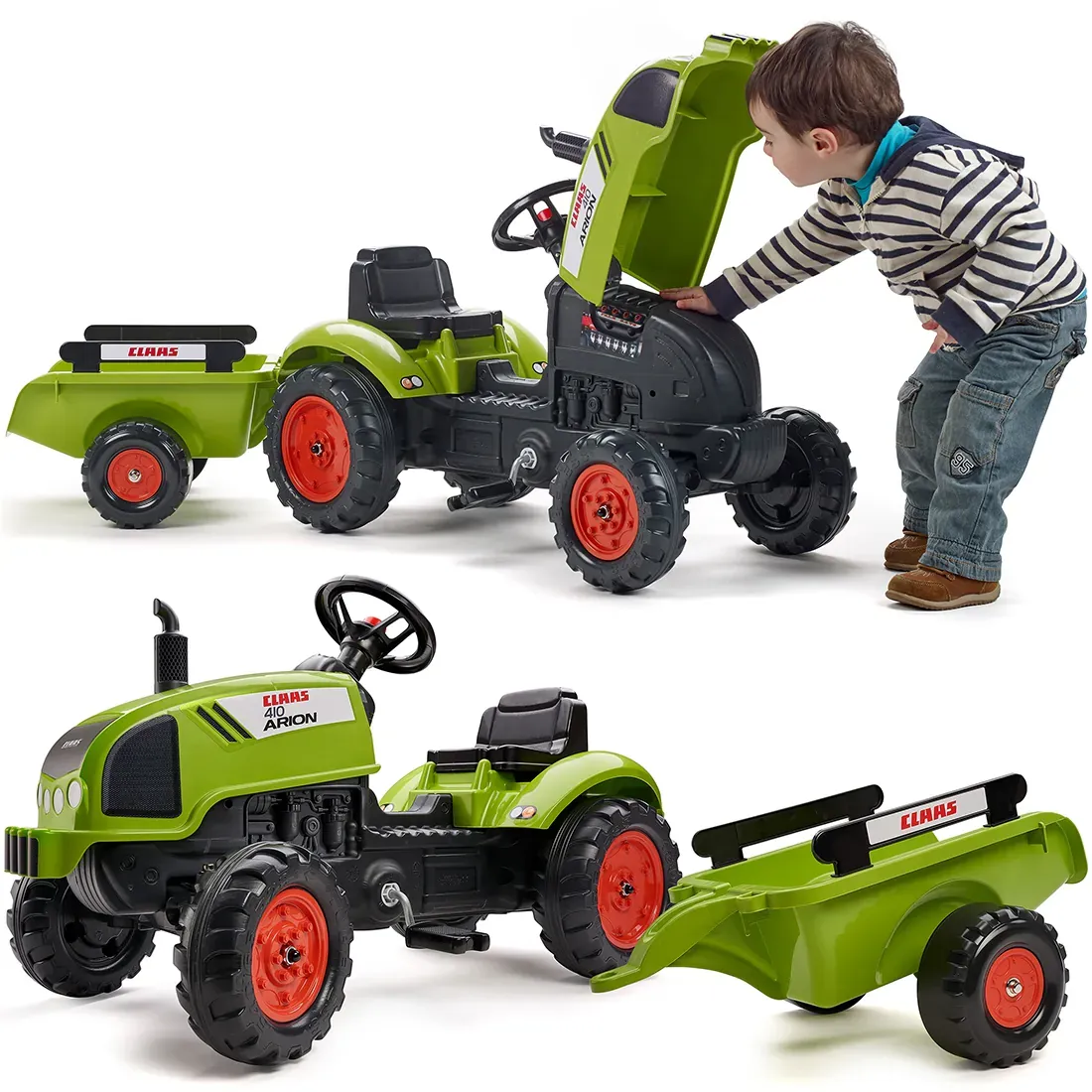 falk traktor na pedale claas s prikolicom zeleni - slika 2