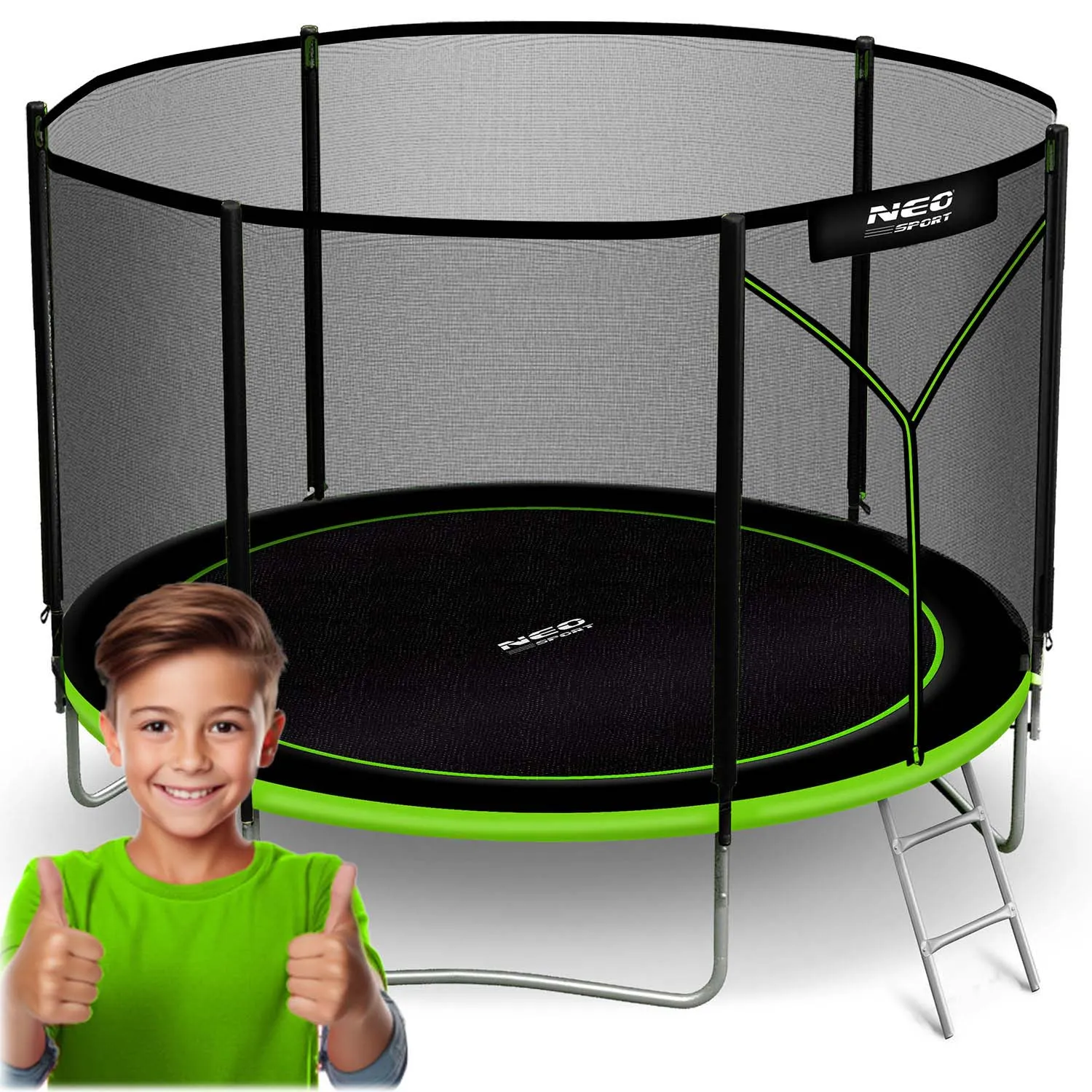 neo-sport vrtni trampolin 252 cm (8 ft) s vanjskom mrežom i ljestvama - slika 2