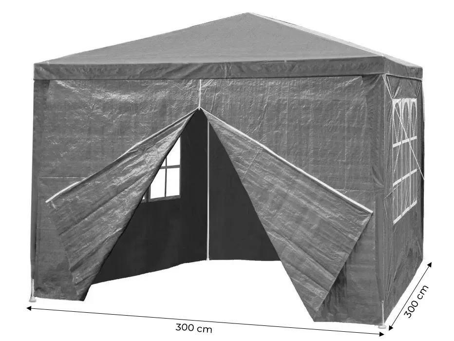 multigarden komercijalni vrtni paviljon šator – 3 × 3 m, 4 zida, sivi - slika 6