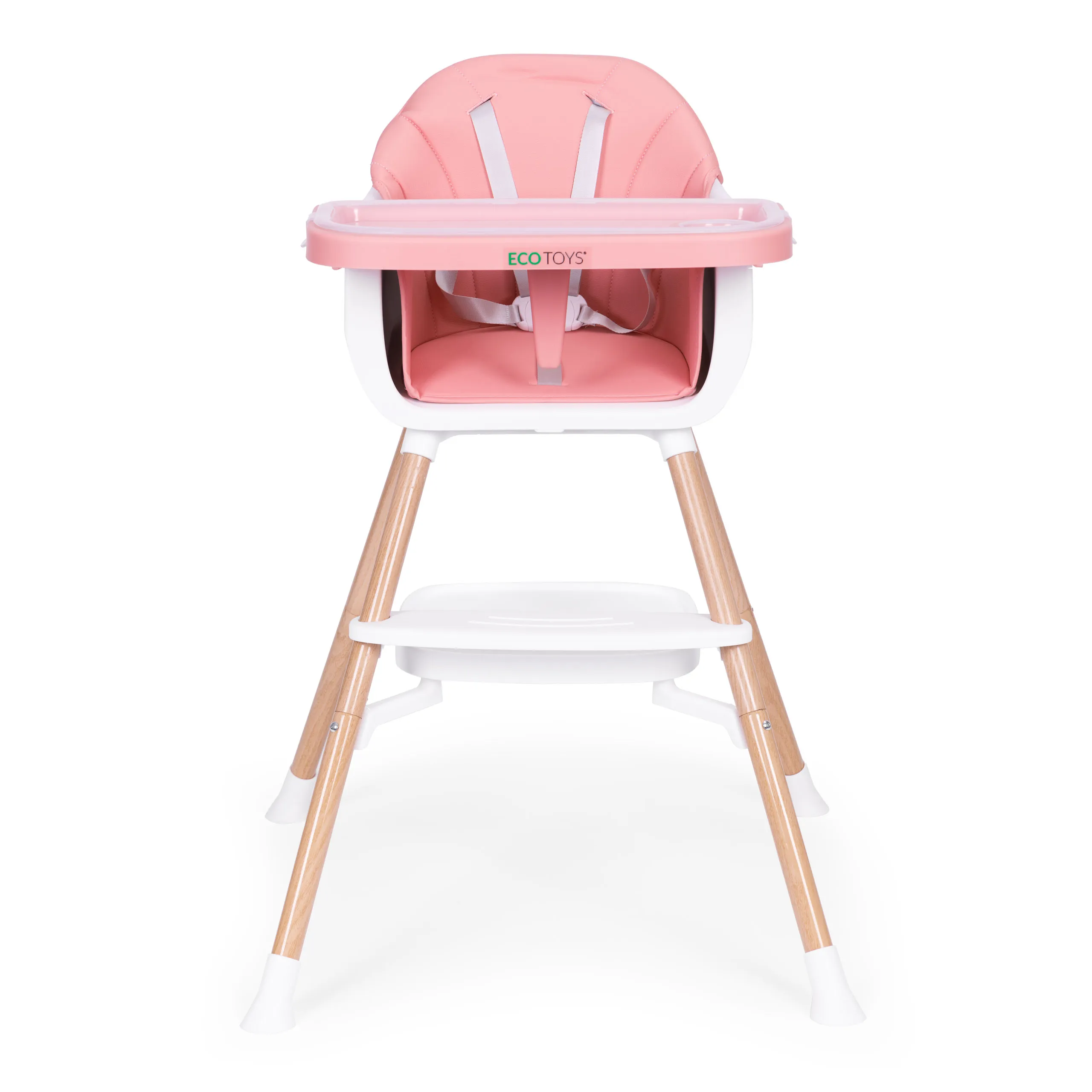 dječja stolica za hranjenje 2-u-1, roza, ecotoys - slika 3