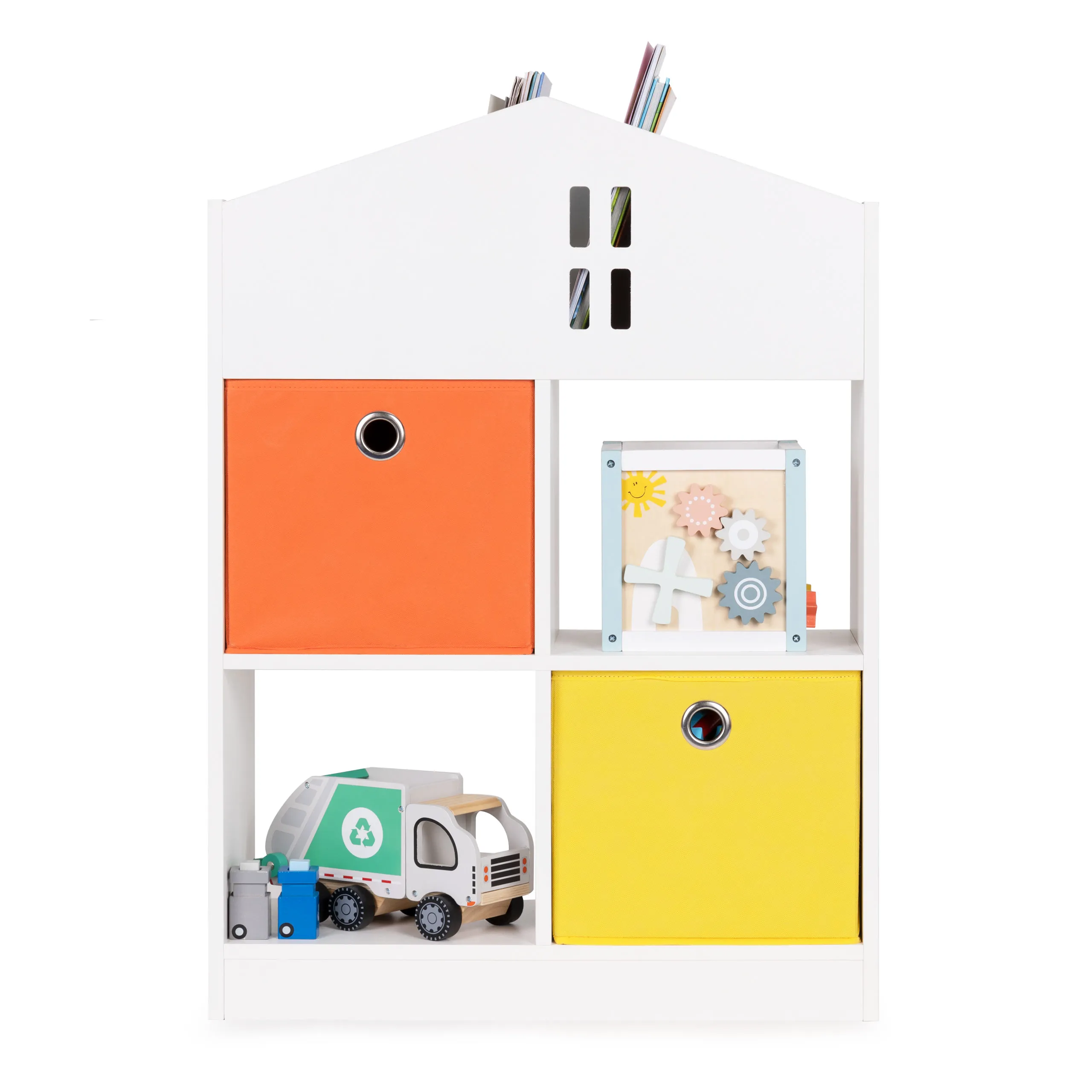 ecotoys drveni dječji ormarić–polica za lutke s pretincima - slika 6