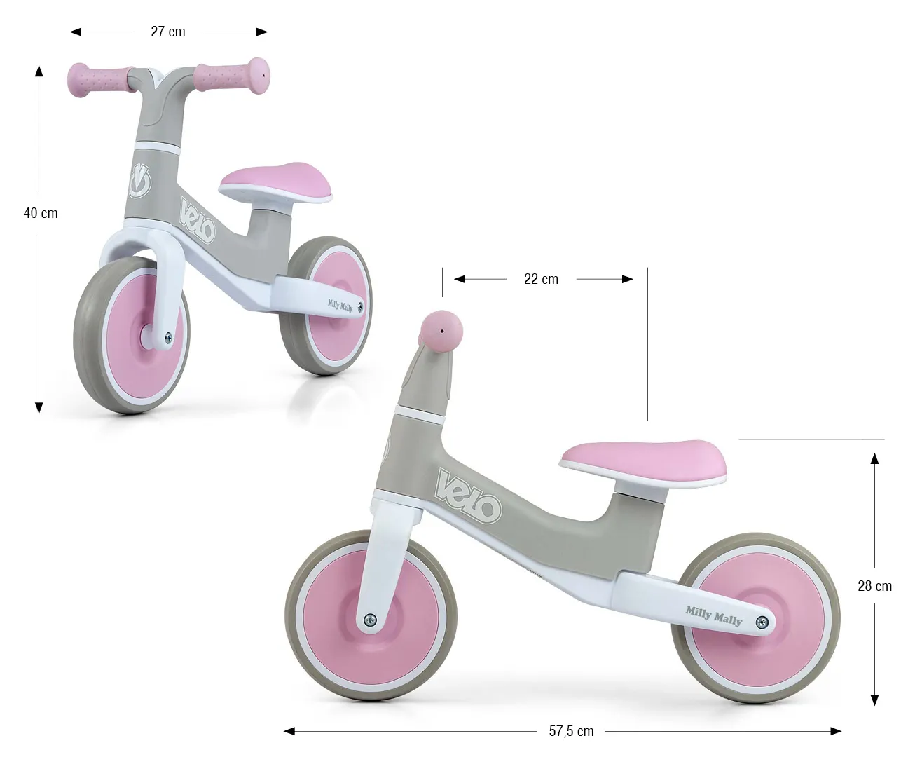 milly mally velo dječji bicikl bez pedala roza - slika 7