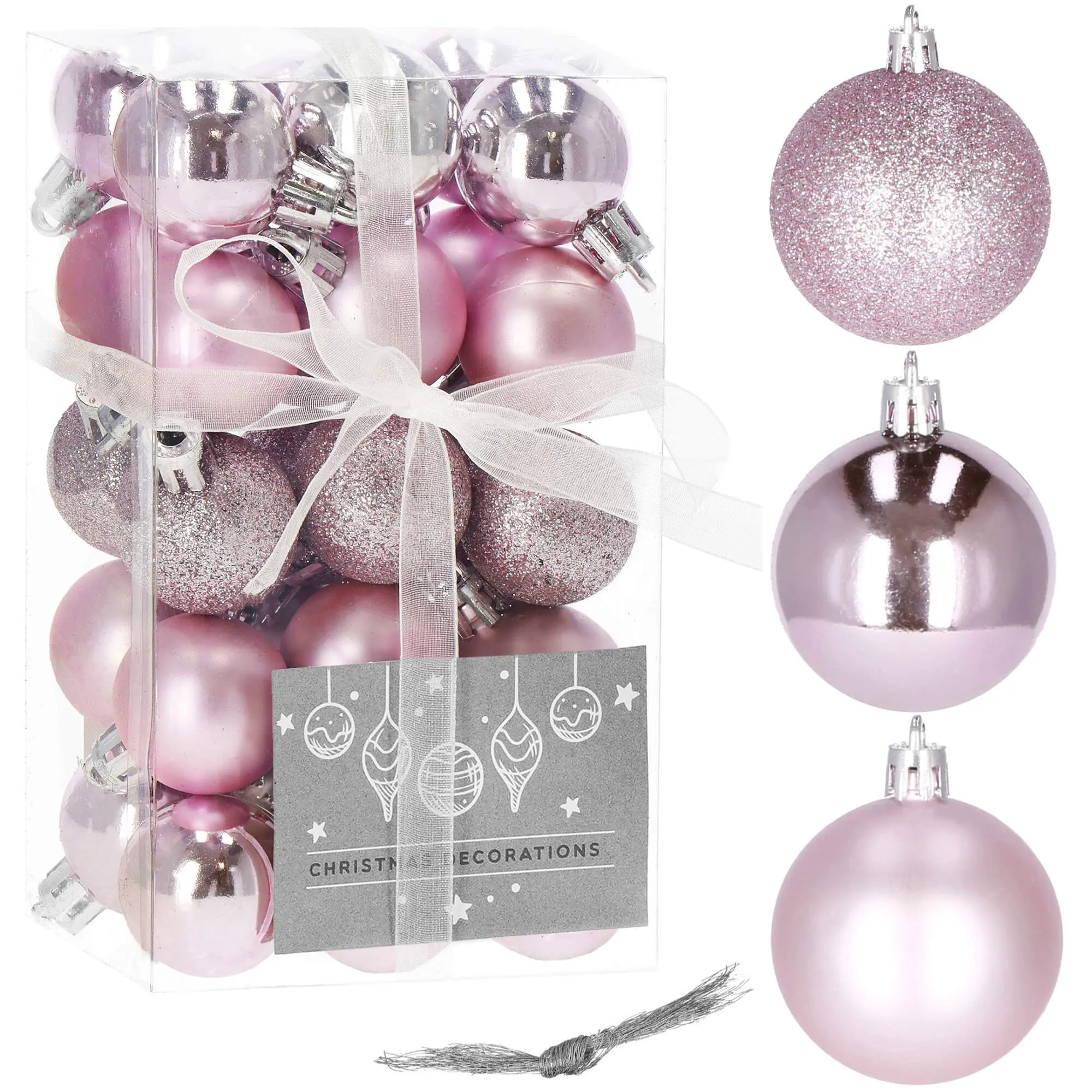 kuglice za božićno drvce 3 cm 30 kom. roze - slika 7