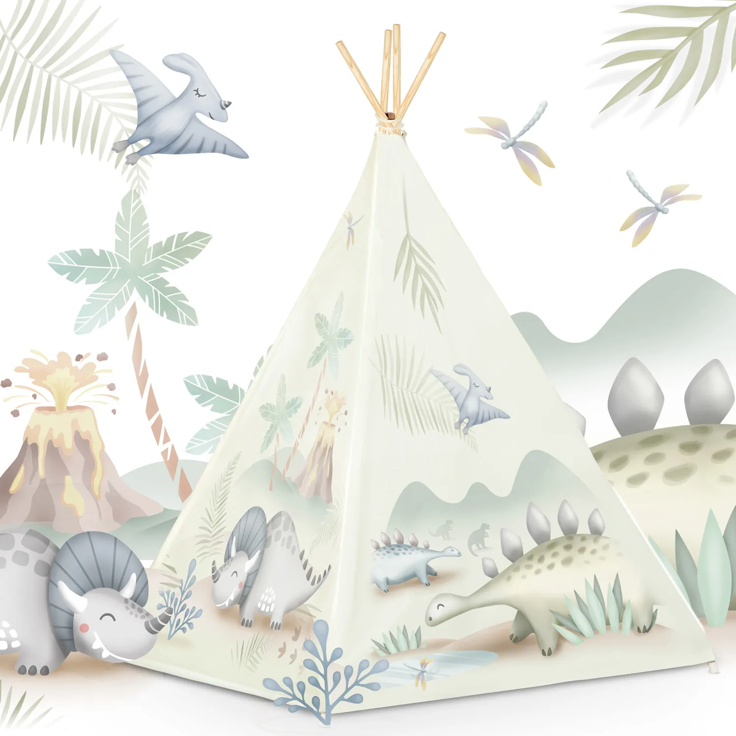 nukido teepee šator za djecu - dinosauri - slika 8