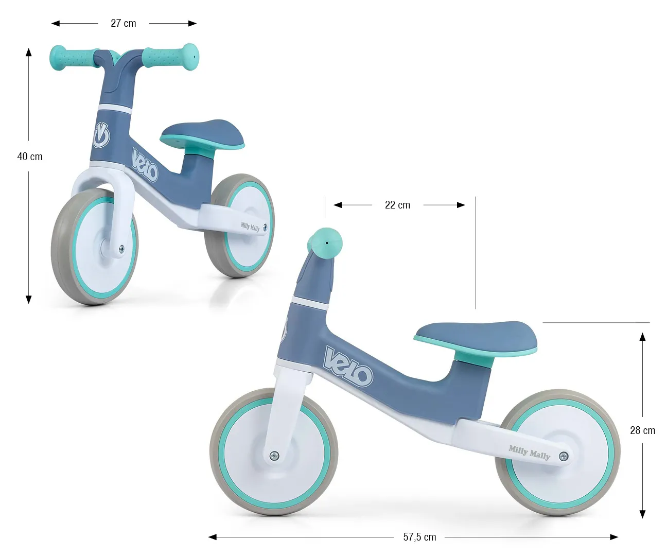 milly mally velo dječji bicikl bez pedala plavi - slika 7