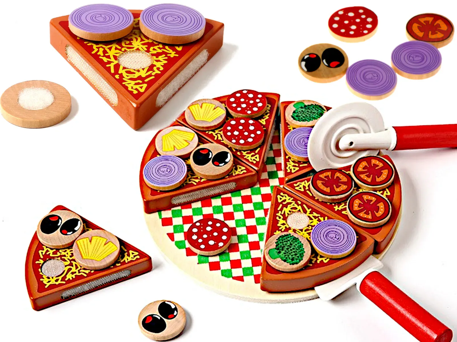 montessori drveni set pizza s dodacima - slika 1