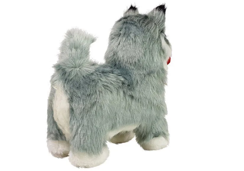 interaktivni plišani husky sa crvenom mašnom - slika 3