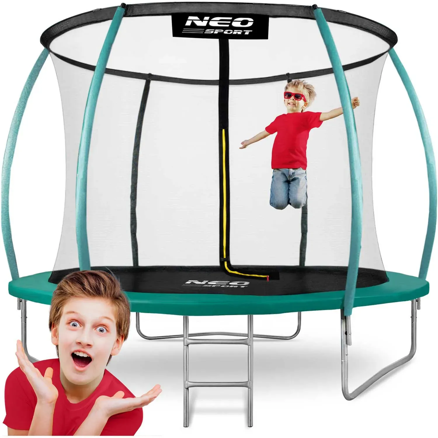 neo-sport profilirani vrtni trampolin 312 cm (10 ft) s unutarnjom mrežom, tirkizni - slika 2
