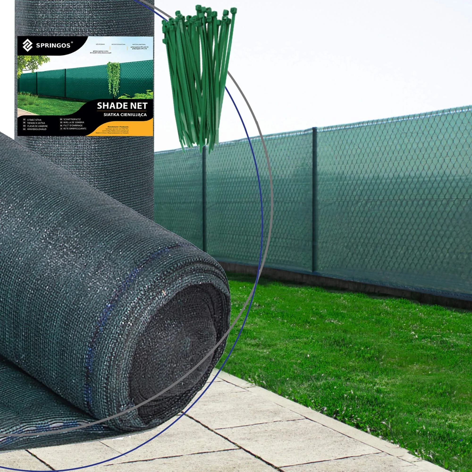 zelena mreža za sjenilo 65 gsm 1,5 x 50 m 200 vezica - slika 10