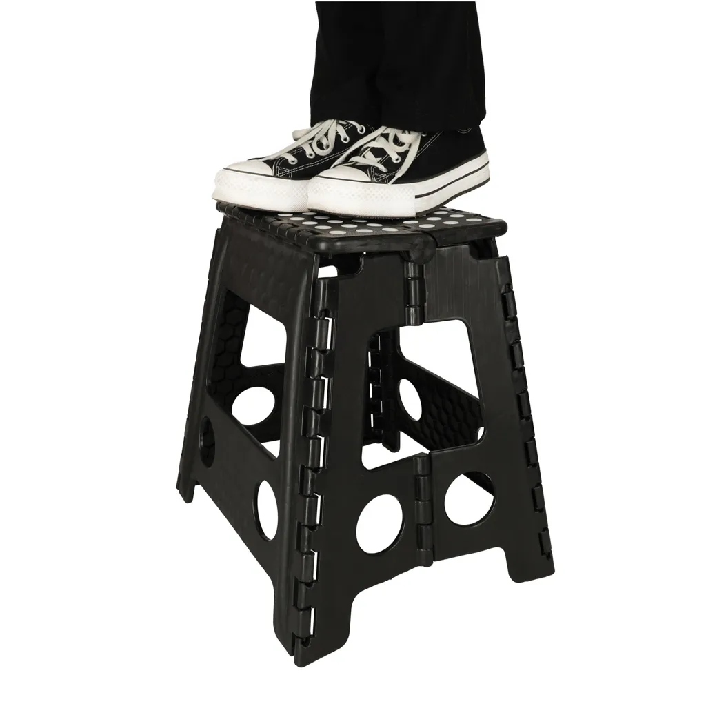 protuklizni sklopivi tabure, 39 cm, crni - slika 8