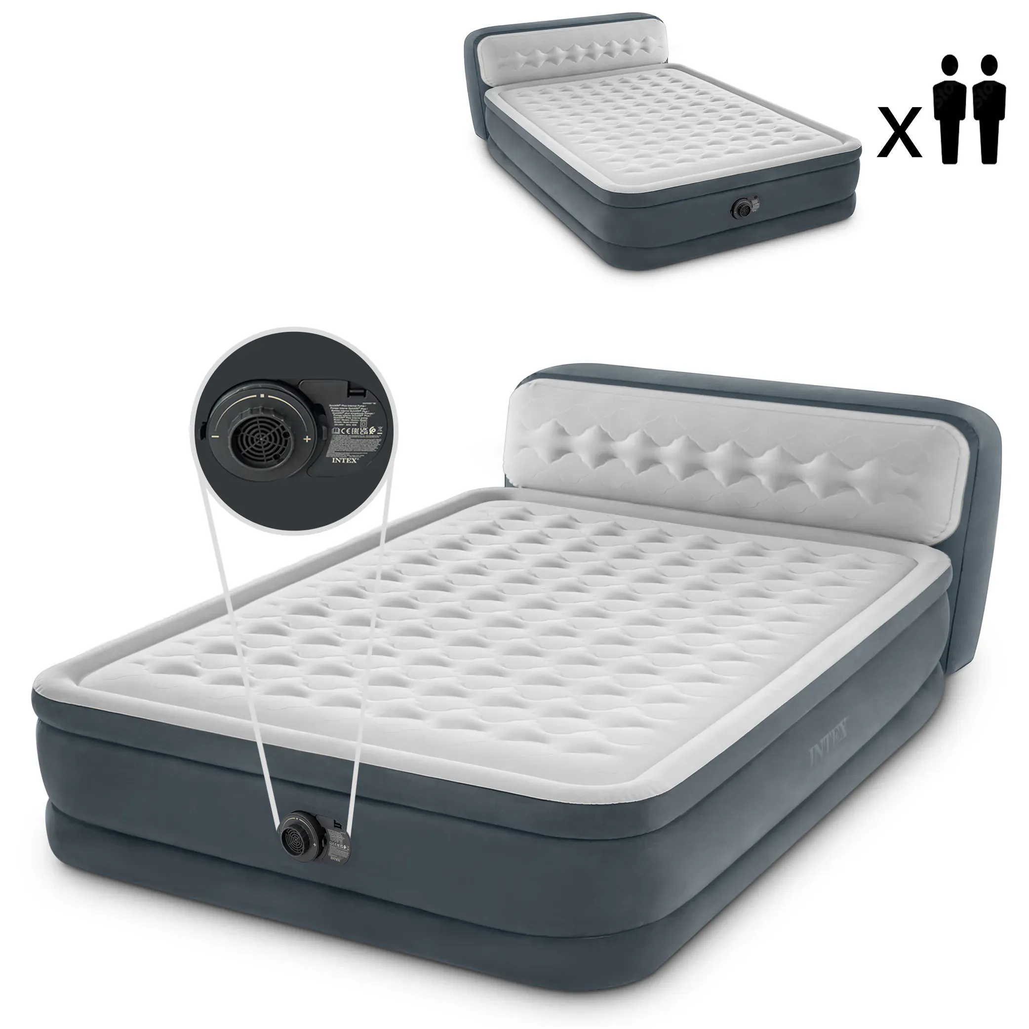 intex veliki madrac na napuhavanje sa električnom pumpom deluxe 236x152 cm - slika 2