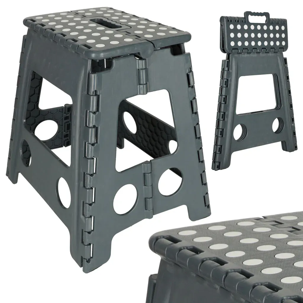 Neklizajući sklopivi tabure 39cm tamno sivi - Pribislavec
