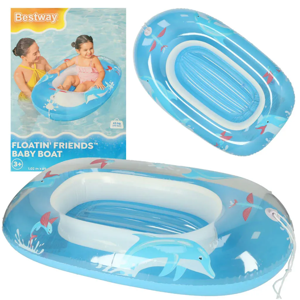 bestway dječji čamac na napuhavanje 34037 - plavi dupini - slika 2