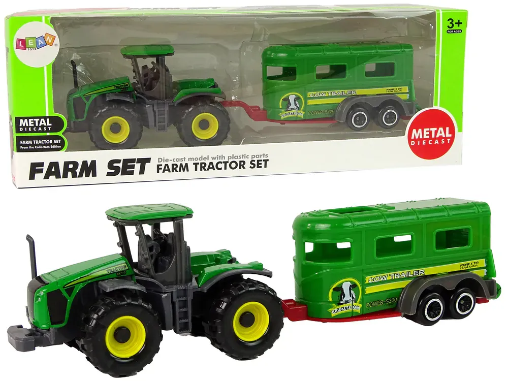 zeleni traktor s prikolicom za prijevoz stoke - slika 2