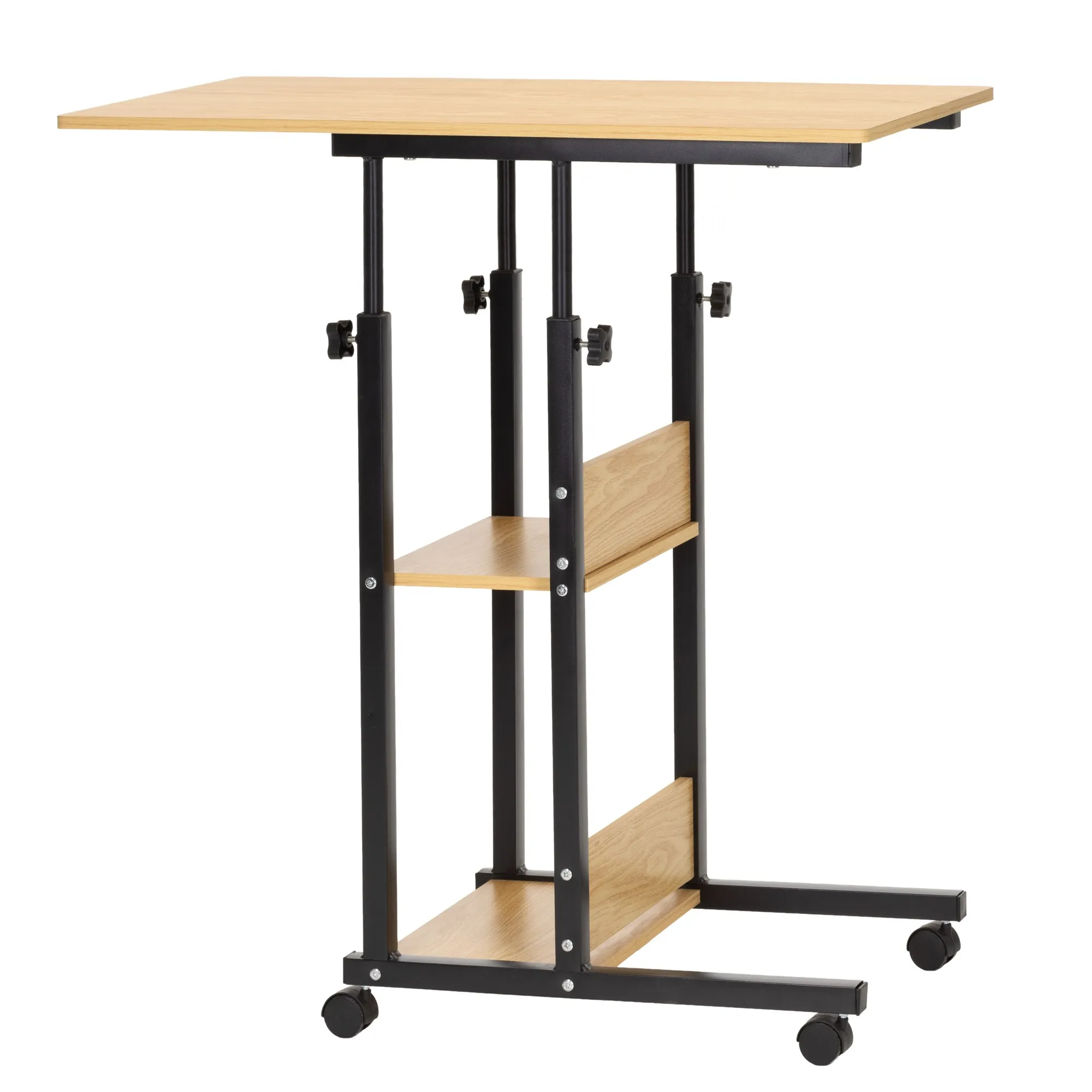 mobilni stol 73-85 x 40 x 80 cm svijetlosmeđa, crna - slika 12
