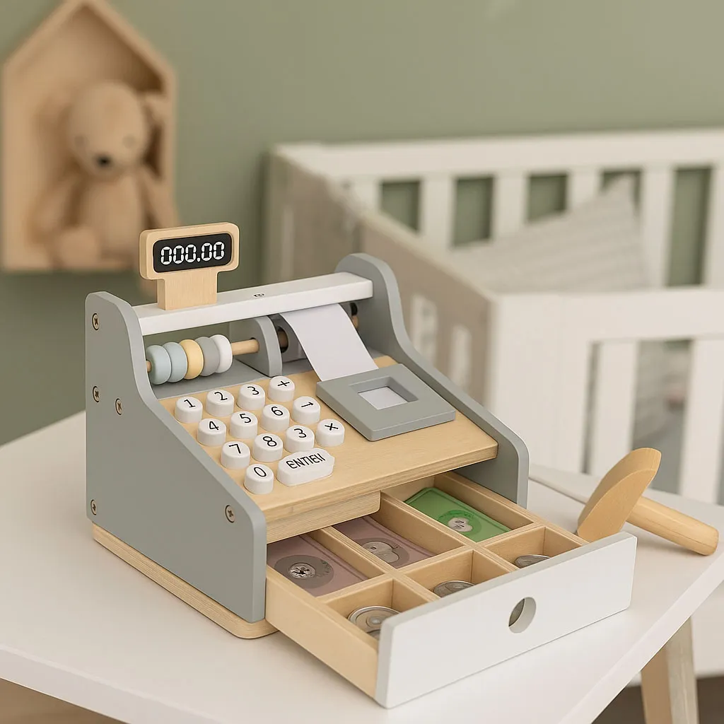 ecotoys drvena dječja blagajna - slika 4
