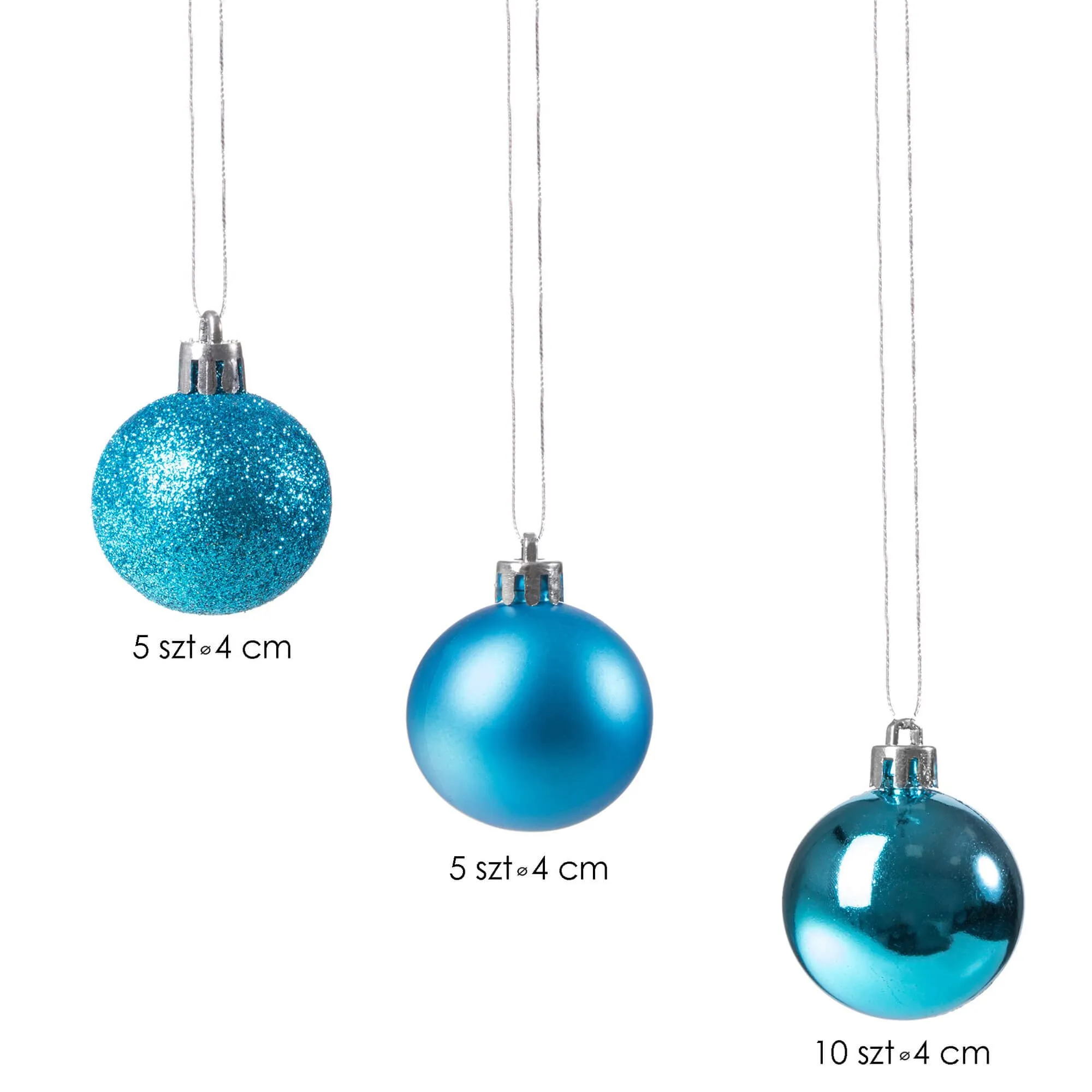 božićne kuglice 4 cm – set od 20 komada, plave - slika 3