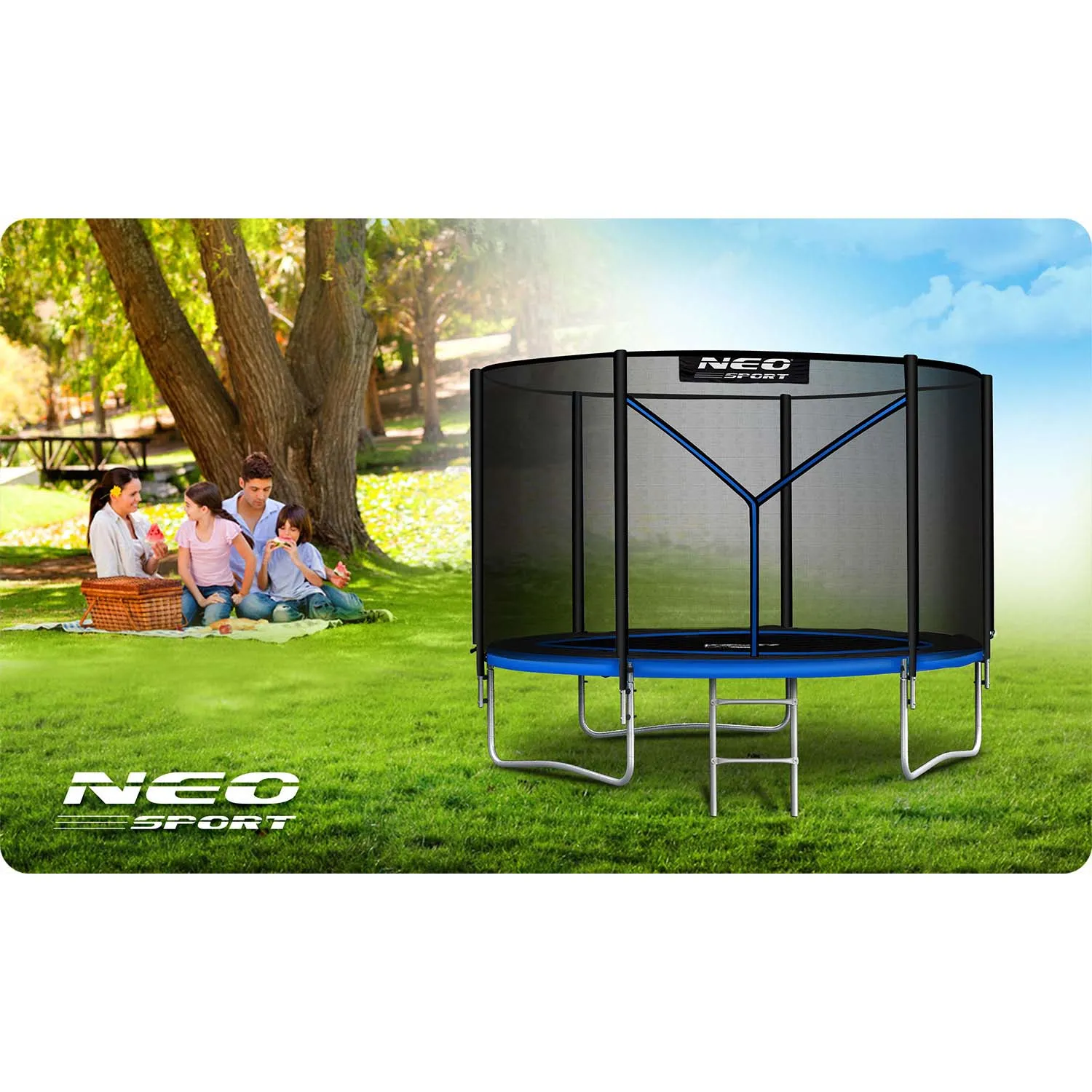 neo-sport vrtni trampolin 312 cm (10 ft) s vanjskom mrežom i ljestvama - slika 8