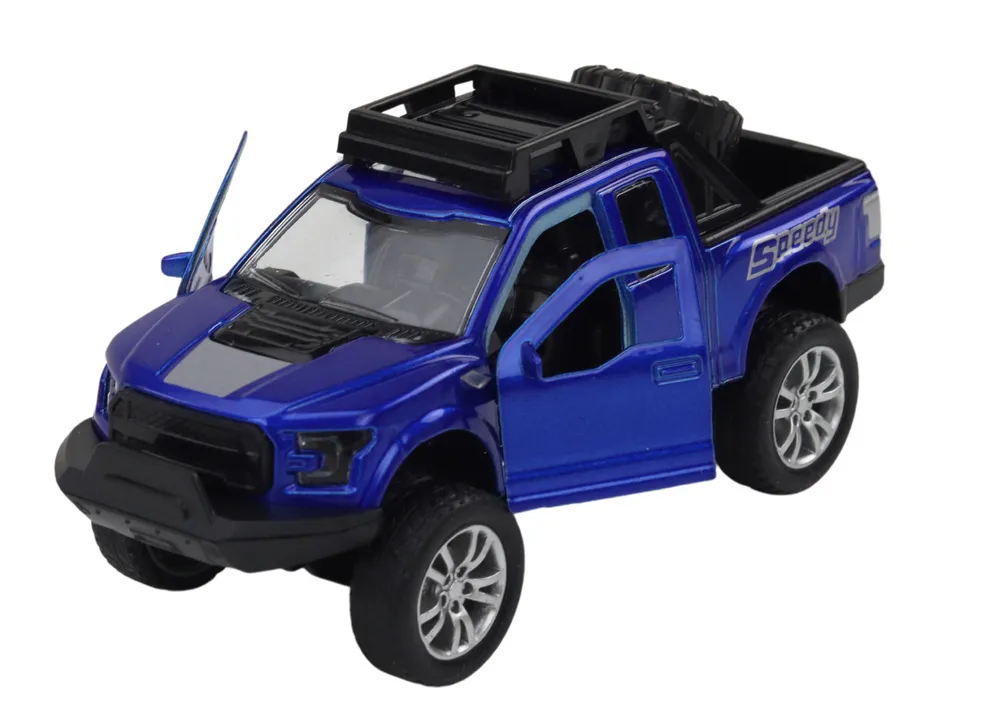 terenski automobil s prikolicom u 3 boje - plavi, crveni i crni - slika 4