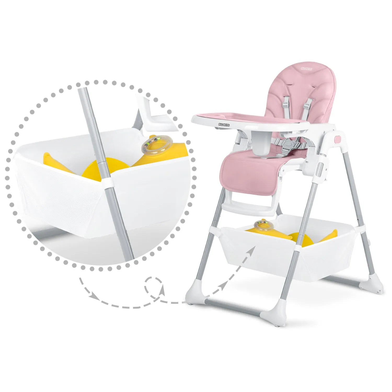 ricokids tulo stolica za hranjenje, roza - slika 10