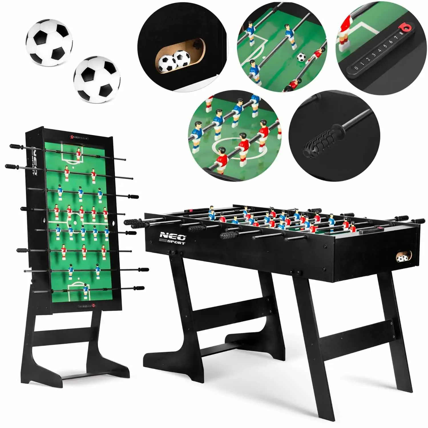 neosport stolni nogomet 121 x 61 x 80 cm ns-803 crni - slika 2