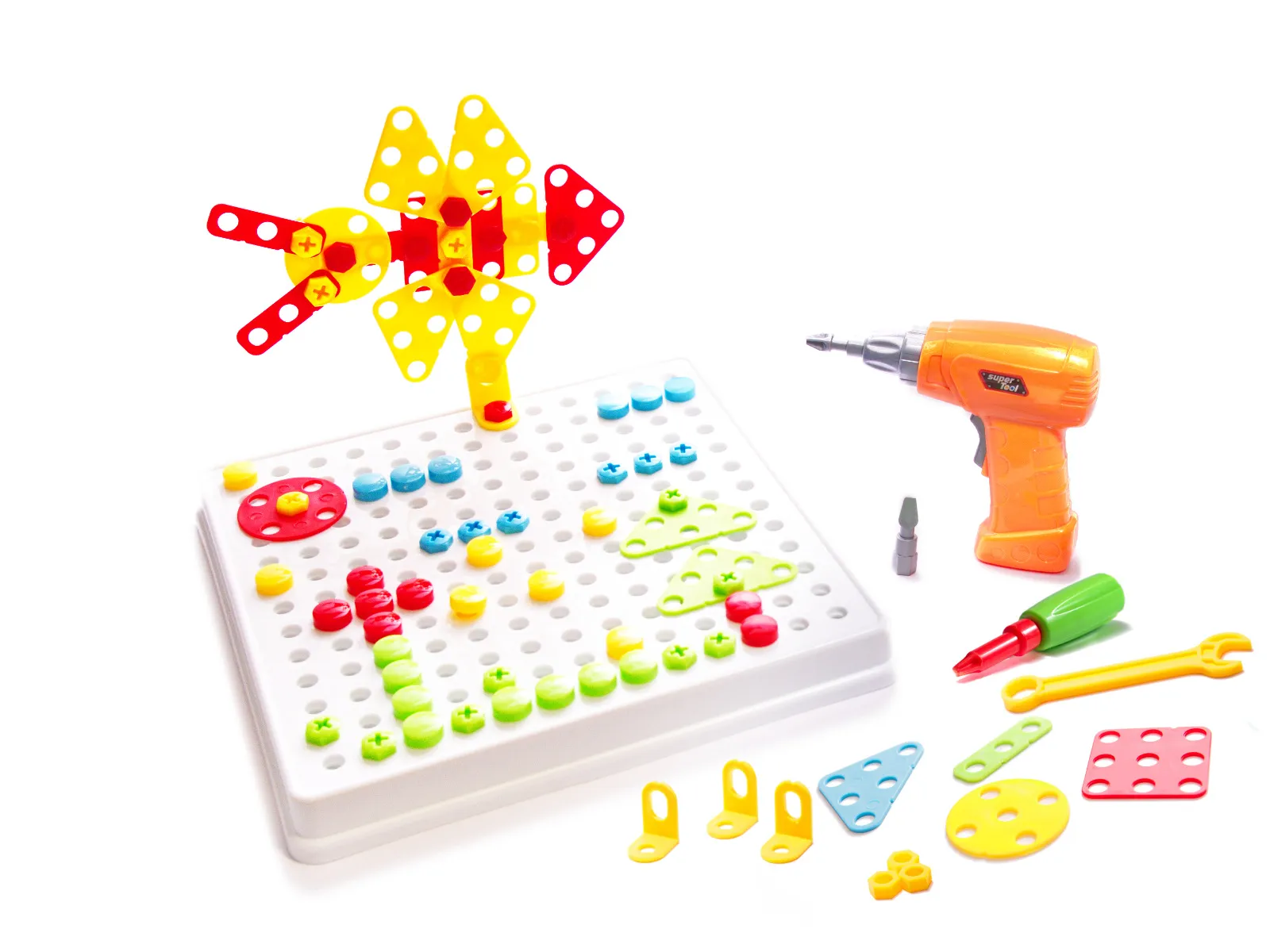 kreativni set odvijač, bušilica, vijci, kockice, 261 element - slika 3